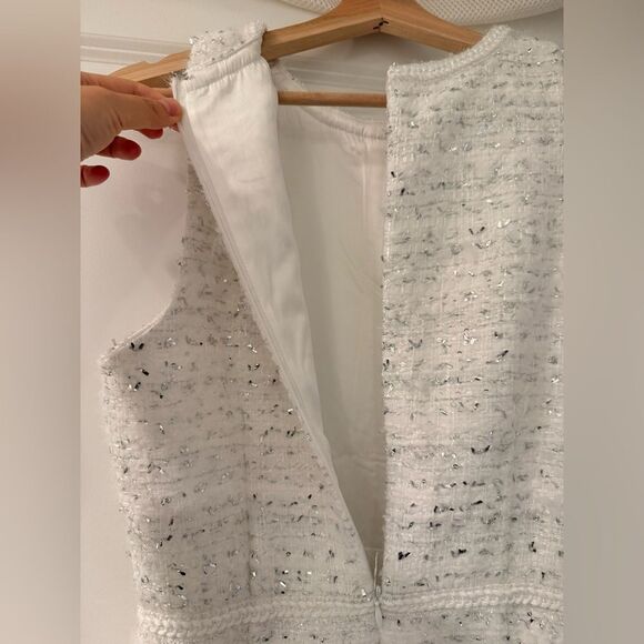 NWOT Milly Raven Feather-Trim Metallic Tweed Minidress, US4/UK8 - Picture 15 of 16